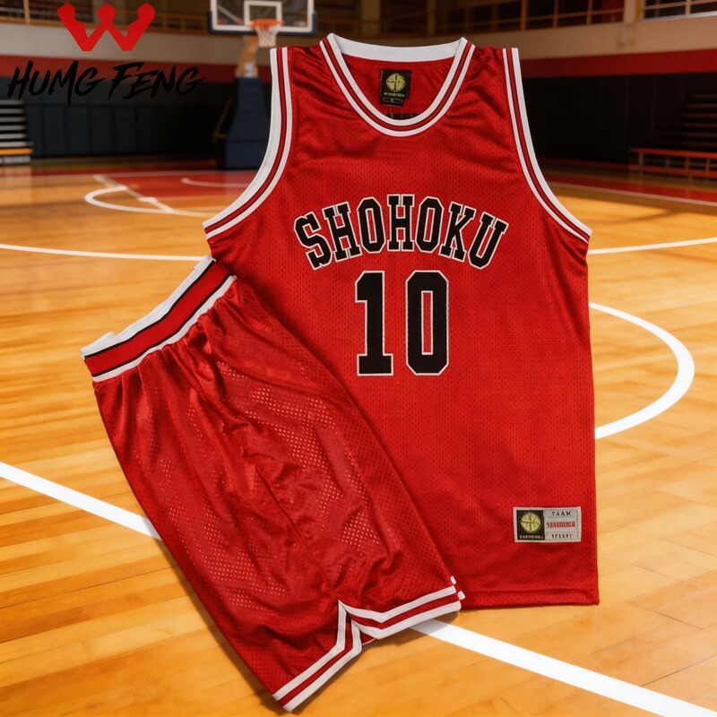 Slam Dunk Jersey Team Uniform Shohoku Team No. 10 Sakuragi Hanamichi No. 11 Rukawa Kaede Vest Basketball Uniform Set Red Slam Dunk Jersey Team Uniform Shohoku Team No. 10 Sakuragi Hanamichi No. 11 Rukawa Kaede Vest Basketball Uniform Set Red