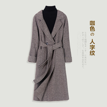 Double-sided cashmere coat womens long 2021 autumn and winter New slim wool jacket Korean version of woolen coat long