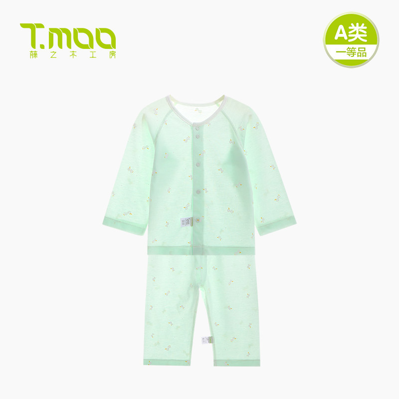 tmoo baby clothes rattan wood workshop newborn clothes newborn 0-34 thin underwear set men and women baby spring and summer