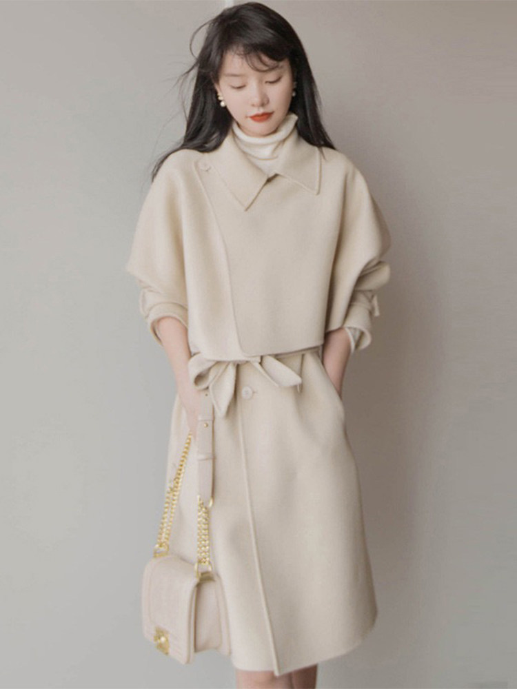 European station winter new fashion models European and American style shawl vest jacket woolen dress two-piece suit women's tide