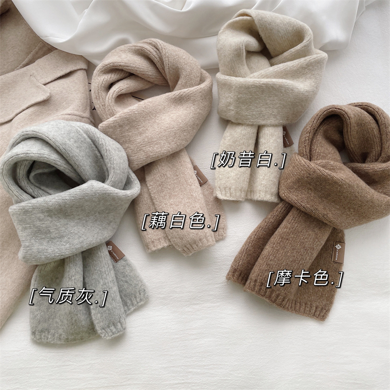 Romantic Solid Color ~ Korean Style Versatile Scarf That Enhances Fair Skin Tone ins Style Soft Knit Warm Couple Neck Warmer for Students