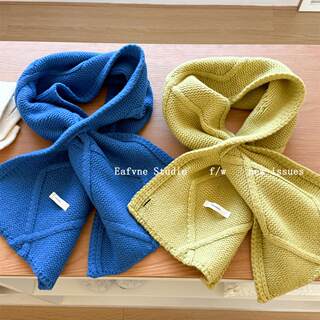 White-Enhancing Australian 100% Wool Blue Cable Knit Cross Scarf Shawl Neck Warmer Buttoned Scarf for Women Winter Warmth