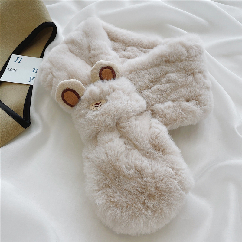 Femmes Mignon Sucré Oreilles De Lapin Peluche Foulard display picture 2