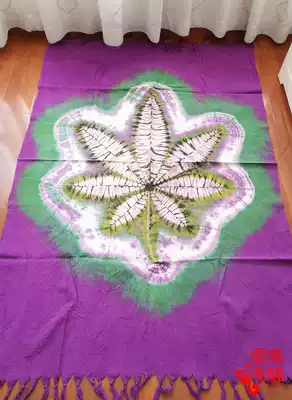 Yunnan Dali handmade tie-dyed tea table dining table tablecloth-Dazzling purple floating spike maple leaf(165times 115CM)