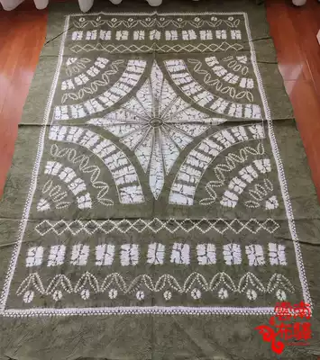 Yunnan Dali handmade boutique tie-dyed tablecloth hanging curtain tablecloth army green checkered windmill(165times 115CM)