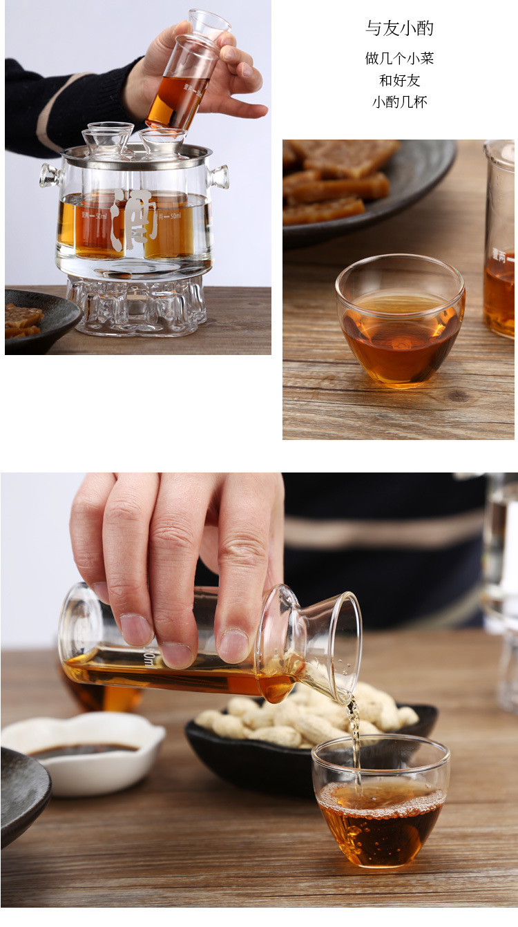 Hộ gia đình Mingshangde nhiệt vàng đỏ rượu vang trắng rượu vang nóng rượu vang ấm rượu ly ấm rượu đặt ly rượu - Rượu vang ly rượu vang thuỷ tinh