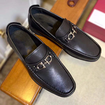 European station popular mens leather toe top layer cowhide set foot casual high-quality Lok Fu horsebit mens shoes