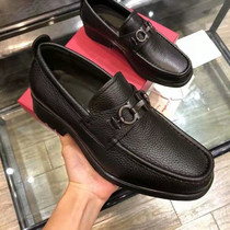 European station new metal buckle leather casual shoes European station high-end Korean version thick-soled slip-on retro mens shoes