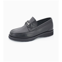 European station popular mens shoes youth business leather shoes one pedal cowhide breathable square toe all-match high-quality loafers