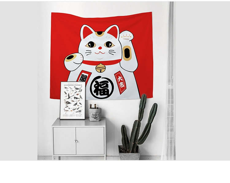 Lucky Cat nền tường vải bọc phòng ngủ tấm thảm treo đỏ vải lưới neo hình ảnh tường nền sofa bọc - Tapestry thảm hoa treo tường