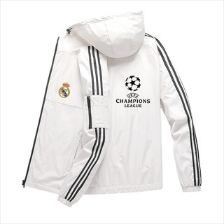 欧冠皇马足球运动夹克棒球服外套男女秋冬季薄款训练连帽上衣定制