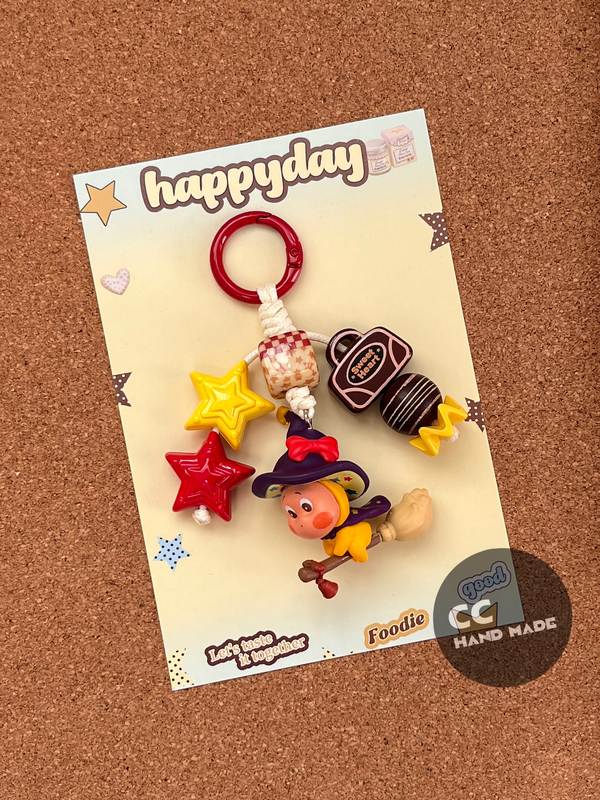 Star Man Pendant Phone Charm Cute Accessory for Bags, Handmade DIY Keychain, Star Man Customizable