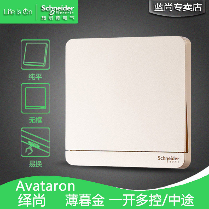 Schneider's fashion thin twilight gold single open single open multi-control three-control midway switch E8331M_WG_C1