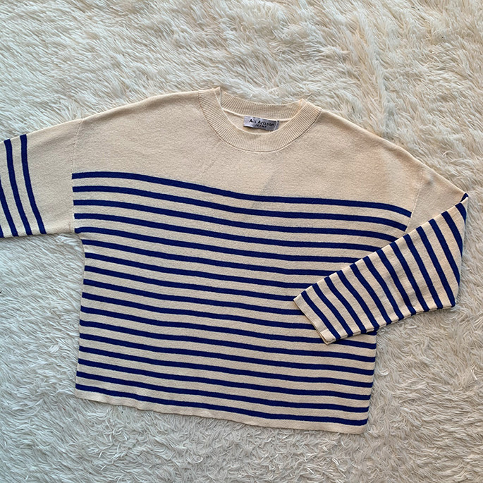 Lazy Navy And White Striped Sweater 18