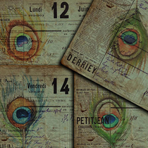 junk journal retro hand account sticker large size vintage Base Background Paper Peacock plant