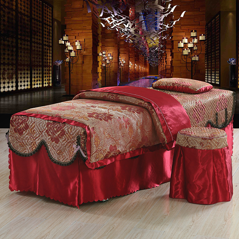 Mới bốn mùa phổ quát vẻ đẹp trải giường massage cơ thể bốn bộ thẩm mỹ viện trải giường bốn bộ ga trải giường spa