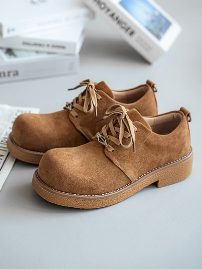 Men's Leather Shoes 2025 Winter New Casual Soft-Soled Cowhide Big-Toe Mickey Shoes Genuine Leather Breathable Couple Derby Shoes