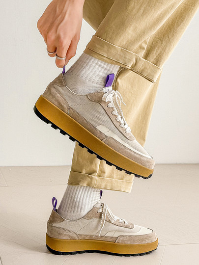 De Xun Men's Shoes, New Summer Model, Mesh Breathable Sneakers, Thick-Soled, Lightweight, Soft-Soled, Retro Casual White Sneakers