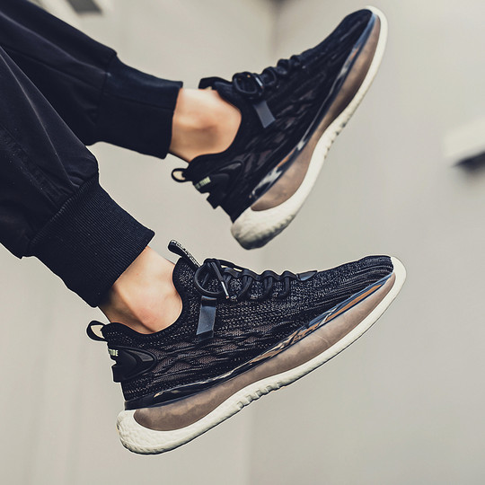 Men's Summer Sports Shoes, Mesh Breathable Lightweight Running Shoes, New Casual Non-Slip Anti-Odor Trendy Genuine Leather Dad Shoes