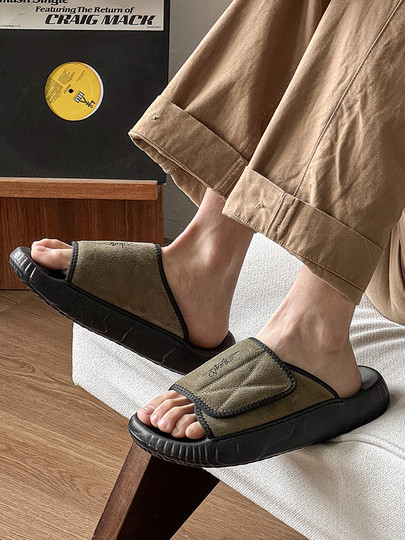 Men's Slippers for Outdoor Wear in Summer, Wear-Resistant, Trendy, Outdoor, 2025 New Style, Non-Slip, Beach Casual, Genuine Leather, Soft-Soled Sandals