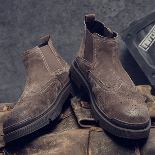 Chelsea Boots for Men, High-Top, Winter Breathable Mid-Top British Style Short Boots, Trendy Genuine Leather Korean Style Work Boots, Martin Boots