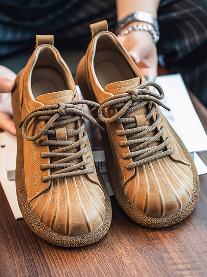 First-Layer Cowhide Men's Shoes, New Winter Style, Genuine Leather, Breathable, Large Leather Shoes, Soft Sole, Soft Leather, Thin, Non-Slip Casual Shoes