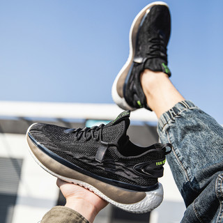 Men's Summer Sneakers with Mesh, Breathable, Casual Running Shoes, Non-Slip, Lightweight Fly-Knit Shoes for Students, New Dad Shoes