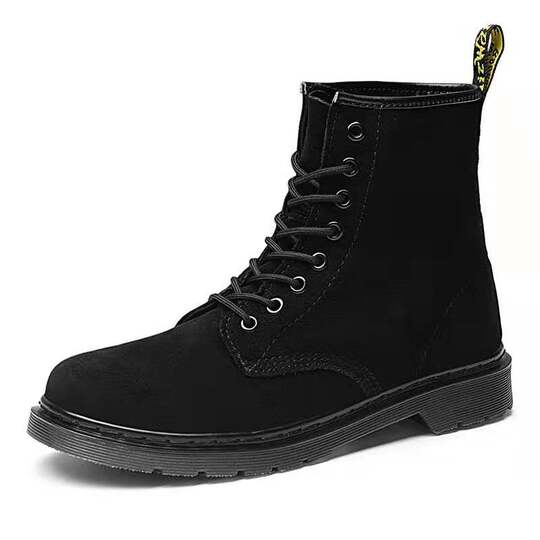 Martin Boots for Men, Black High-Top Shoes, Trendy British Style, Versatile Genuine Leather, Korean Style, Summer Breathable Mid-Top Work Boots