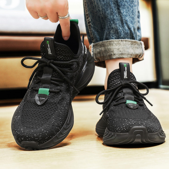 Sports Shoes for Men, New Summer Style, Mesh Breathable, Casual Running, Student Soft Sole, Wear-Resistant, Lightweight, Non-Slip, Fly-Knit Shoes