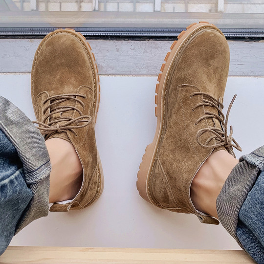 Martin Boots for Men 2025 New Winter Fleece-Lined Mid-Top Short Boots Genuine Leather High-Top British Retro Casual Work Boots