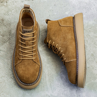 Martin Boots Men's Winter Genuine Leather High-Top Shoes Trendy British Style Casual Short Boots Retro Breathable Thick-Soled Work Boots