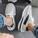 Mesh Sneakers for Men, Summer Breathable Casual Soft-Soled Genuine Leather Trendy Shoes, Odor-Resistant, Versatile Running Height-Increasing Dad Shoes
