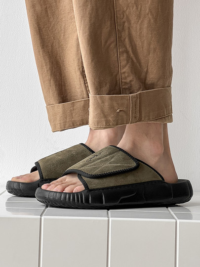 Men's Slippers for Outdoor Wear in Summer, Wear-Resistant, Trendy, Outdoor, 2025 New Style, Non-Slip, Beach Casual, Genuine Leather, Soft-Soled Sandals