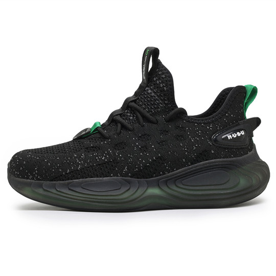 Men's Sports Shoes 2025 Summer New Style Mesh Breathable Casual Running Shoes Black Soft Sole Lightweight Non-Slip Fly-Knit Shoes