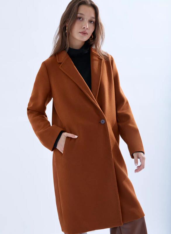 Aritzia~Babaton Classic One-Button Suit Collar Italian Wool Simple Mid-Length Coat for Women