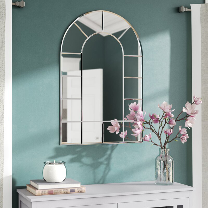 Arched mirror Modern simple dining room background wall hanging wall decorative mirror Neoclassical art multi-function hanging mirror
