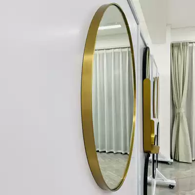 Nordic brass mirror Round wall-mounted bathroom mirror Powder room round mirror Vanity vanity mirror Wall decorative mirror