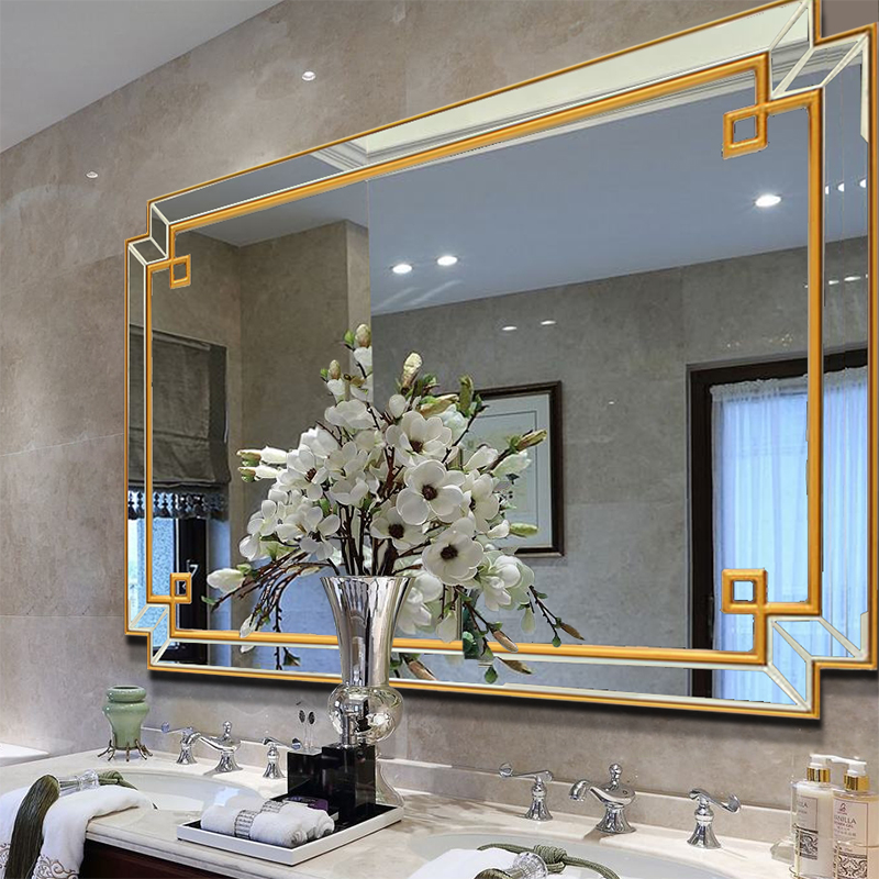 Square bathroom mirror wall-mounted home bathroom mirror Sink Simple makeup mirror Dining side wall decoration mirror