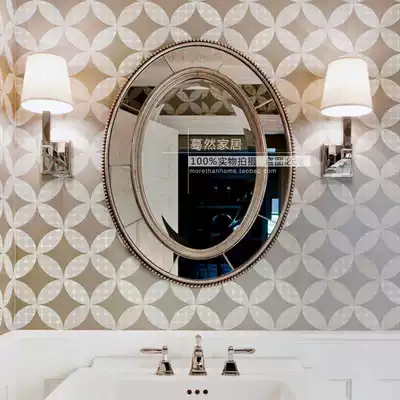Elliptical mirror American antique bathroom entrance mirror decorative bathroom European classical powder room wall-mounted mirror M401