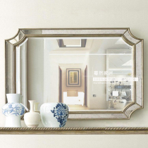 Square champagne color vanity mirror Bathroom entrance decorative mirror Modern simple bathroom wall mirror European classical M510