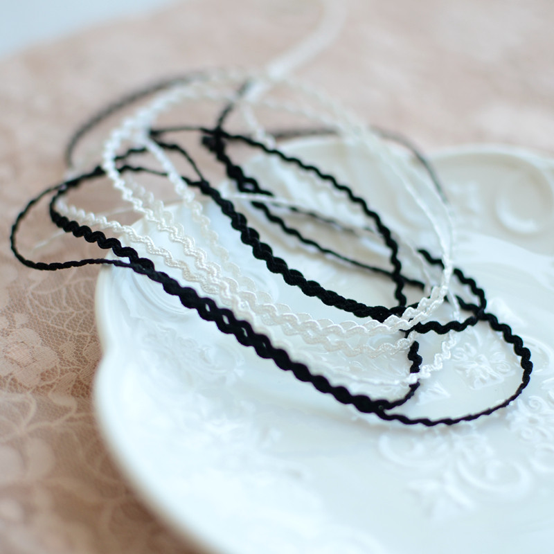 Lace accessories good quality mini black and white zigzag sailor belt dress baby clothes lace accessories width 0 15CM