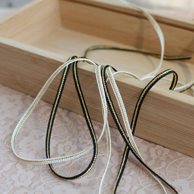 Good quality lace accessories golden braided lace baby clothes lace inlaid ribbon decorative accessories width 0 3CM