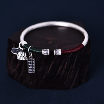 Retro silver bracelet female sterling silver 999 foot silver National style silver decoration fashion old solid opening adjustable silver bracelet