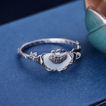 Chinese style silver bracelet female sterling silver retro temperament National style silver decoration solid opening for mother gift silver bracelet