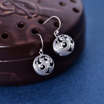 2021 new earrings female sterling silver jewelry original design retro hydrangea national temperament fashion silver ear ornaments