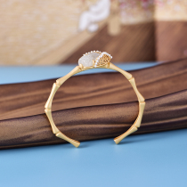 2021 trendy silver bracelet female sterling silver fashion young original design inlaid Hetian Jade Cicada silver bracelet