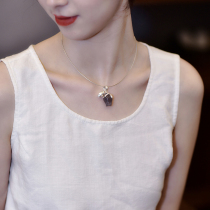 Fruitful sterling silver necklace female fashion Japanese and Korean tide s925 silver agate pendant silver collar neck chain choker