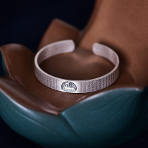 Silver bracelet female sterling silver 999 foot Silver fashion vintage silver solid opening national style lotus heart Merica silver bracelet