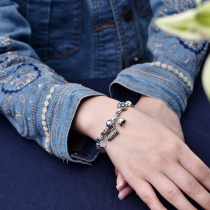 2021 trendy bracelet female sterling silver fashion original niche design lucky cat single circle retro silver bracelet