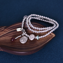 Zucai cat bracelet female sterling silver 2021 new fashion personalized silver jewelry transfer jewelry multi-circle silver bead string